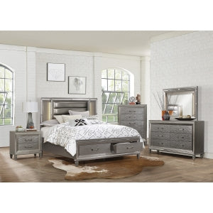 Tamsin Dresser Mirror W/LED-SILVER GREY METALLIC