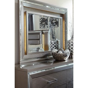 Tamsin Dresser Mirror W/LED-SILVER GREY METALLIC