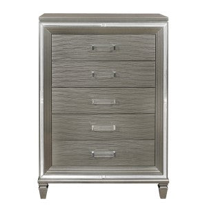 Tamsin 5 Drawer Chest SILVER GREY METALLIC