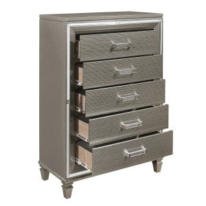 Tamsin 5 Drawer Chest SILVER GREY METALLIC