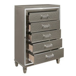 Tamsin 5 Drawer Chest SILVER GREY METALLIC