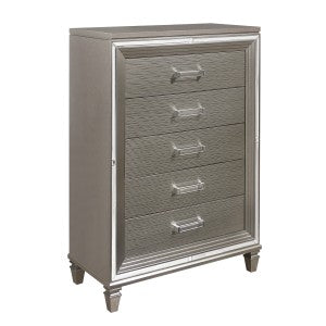 Tamsin 5 Drawer Chest SILVER GREY METALLIC