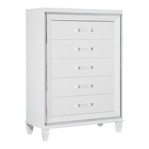 Tamsin 5 Drawer Chest WHITE METALLIC