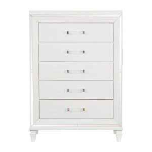 Tamsin 5 Drawer Chest WHITE METALLIC