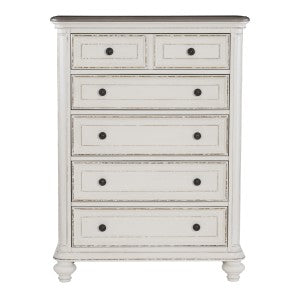 Baylesford 5 Drawer Chest ANTIQUE WHITE/BROWN-GREY