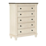 Weaver 5 Drawer Chest ANTIQUE WHITE/ROSY BROWN
