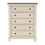 Weaver 5 Drawer Chest ANTIQUE WHITE/ROSY BROWN