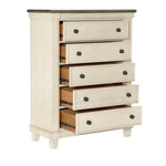 Weaver 5 Drawer Chest ANTIQUE WHITE/ROSY BROWN