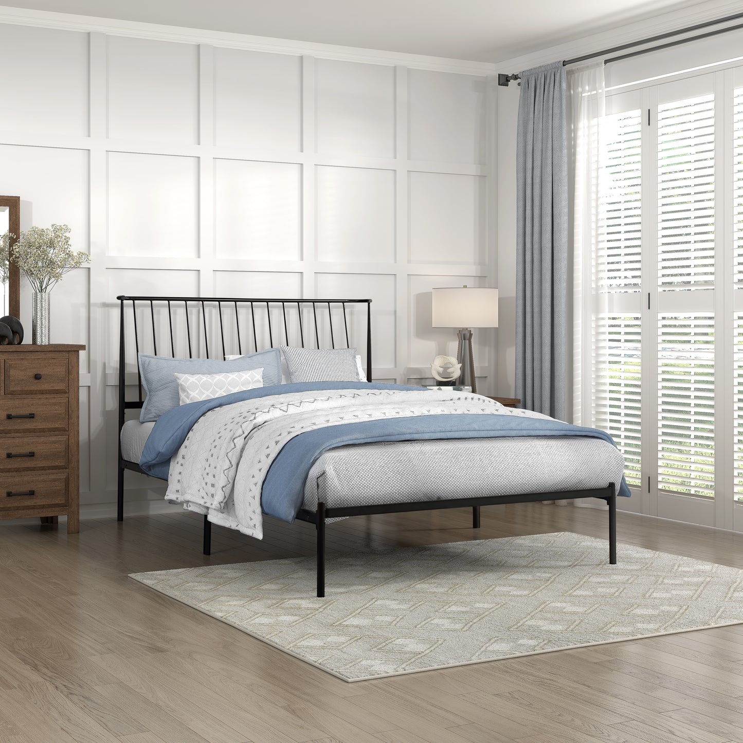 Augusta Queen Platform Bed BLACK