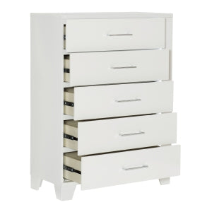 Kerren 5 Drawer Chest W/LED WHITE