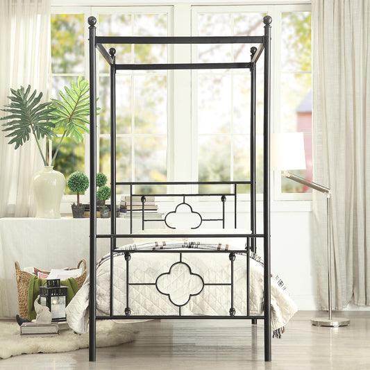 Hosta Twin Canopy Platform Bed BLACK