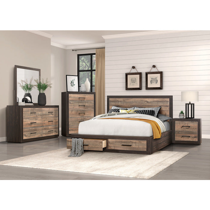 Miter Night Stand RUSTIC MAHOGANY/DARK EBONY