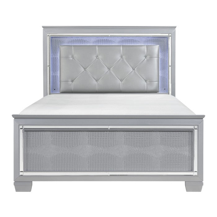 Allura Queen Bed W/LED SILVER