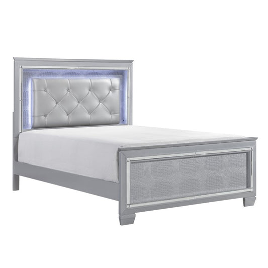 Allura Queen Bed W/LED SILVER