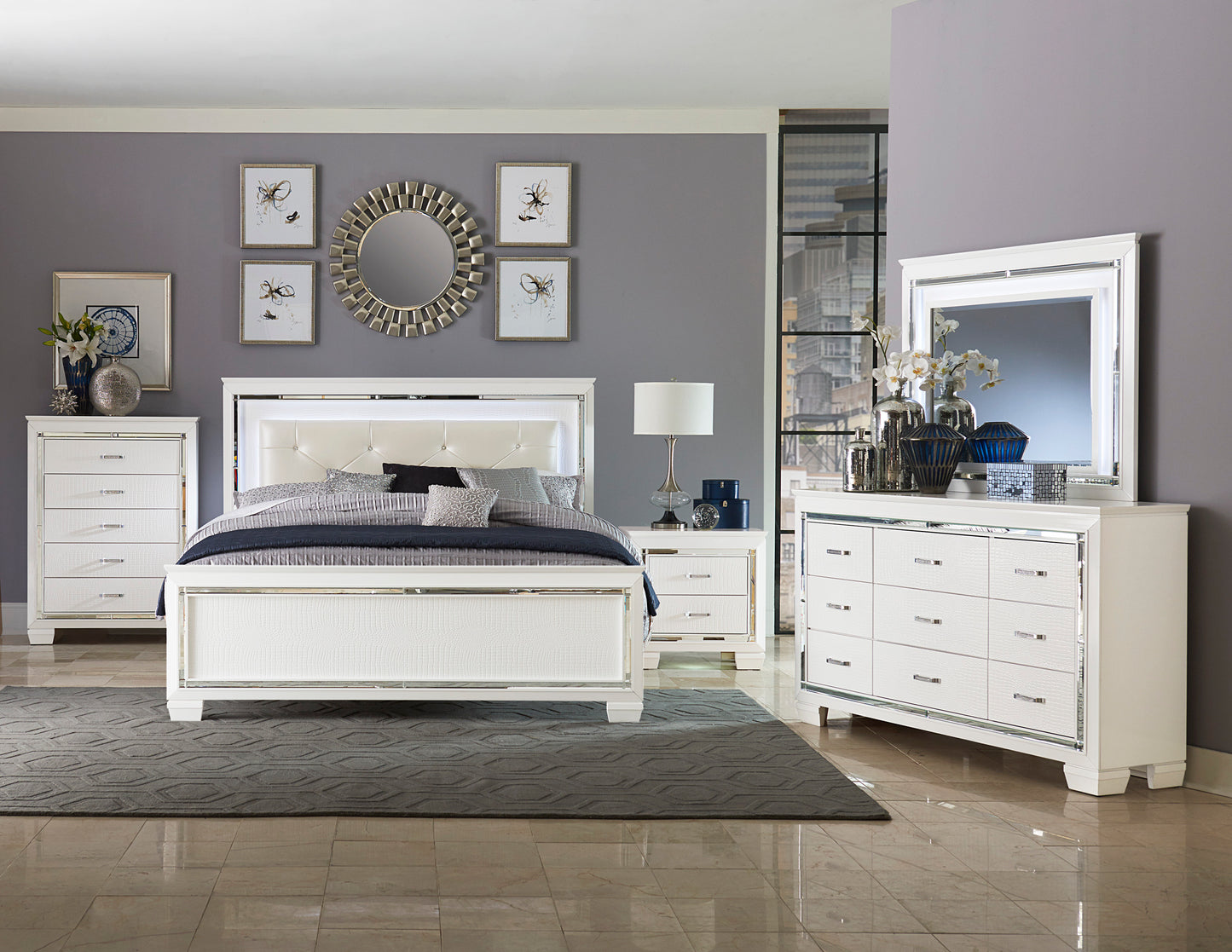 Allura Queen Bed W/LED WHITE