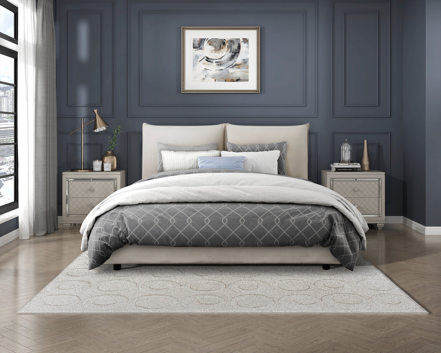 Linna Queen Platform Bed BEIGE