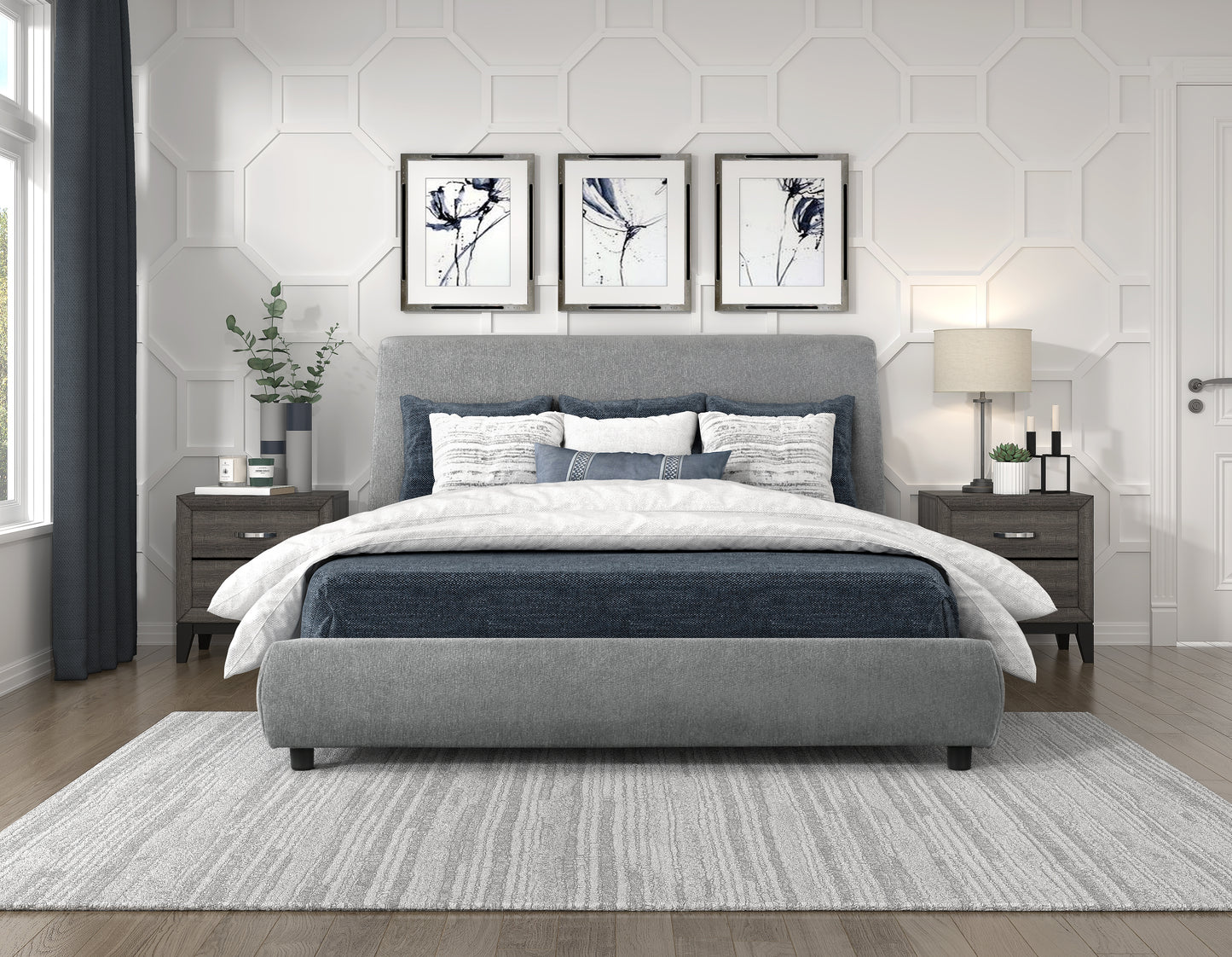 Alford Queen Platform Bed GREY