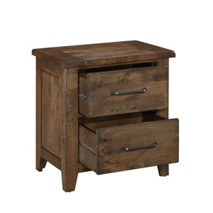 Jerrick Night Stand SOLID WOOD- BURNISHED BROWN