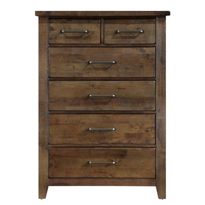 Jerrick 5 Drawer Chest SOLID WOOD/ BROWN
