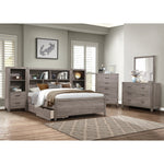 Woodrow Queen Bookcase Headboard Bed BROWNISH GREY