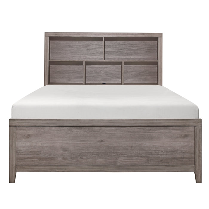 Woodrow Queen Bookcase Headboard Bed BROWNISH GREY