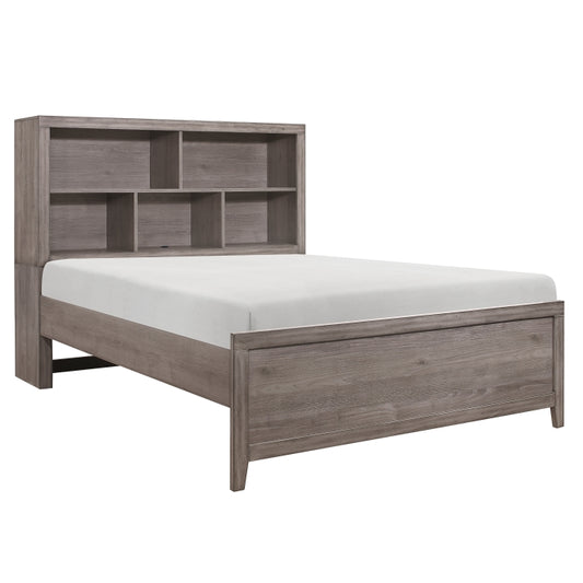 Woodrow Queen Bookcase Headboard Bed BROWNISH GREY