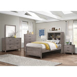 Woodrow Twin Bookcase Platform Bed BROWNISH GREY