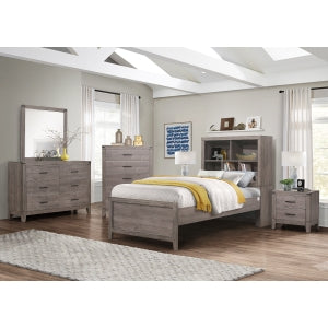 Woodrow Twin Bookcase Platform Bed BROWNISH GREY