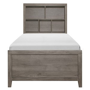 Woodrow Twin Bookcase Platform Bed BROWNISH GREY