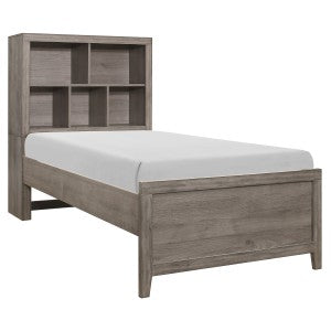 Woodrow Twin Bookcase Platform Bed BROWNISH GREY