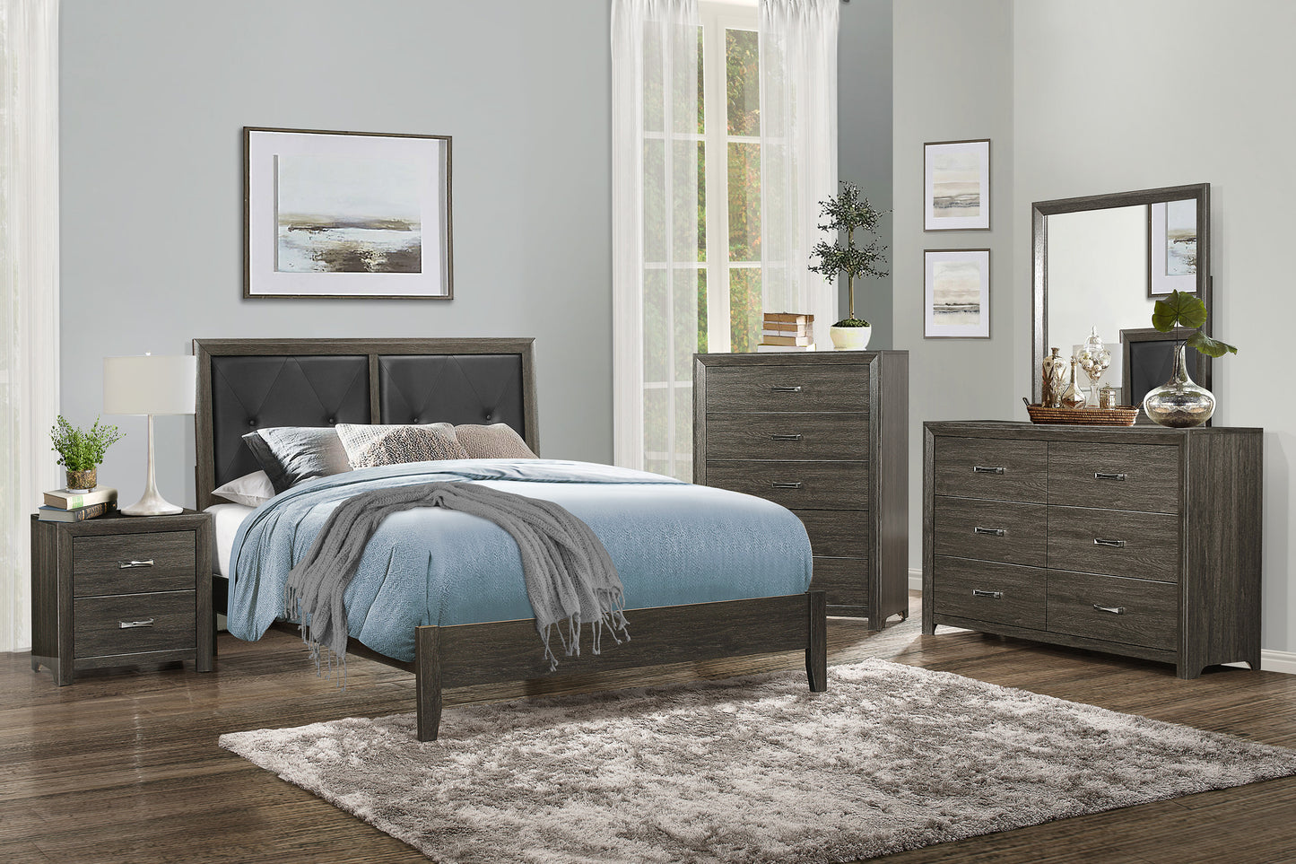 Edina Queen Bed DARK GREY