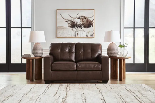 Santorine Leather Loveseat DARK BROWN