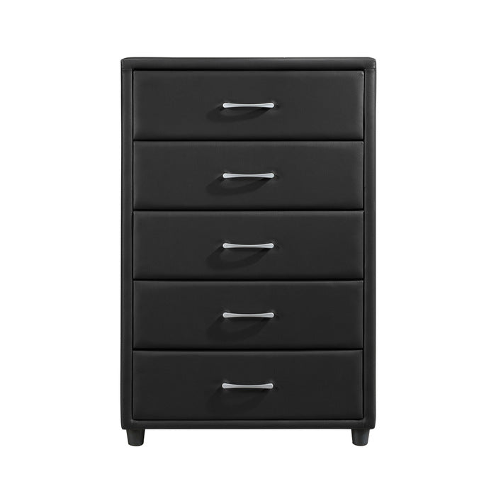 Lorenzi 5 Drawer Chest BLACK VINYL