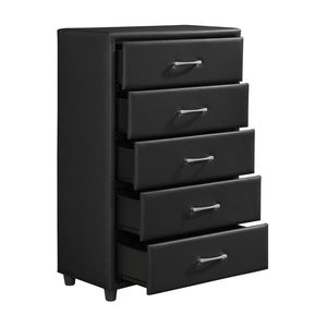 Lorenzi 5 Drawer Chest BLACK VINYL