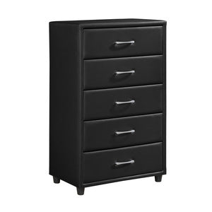 Lorenzi 5 Drawer Chest BLACK VINYL