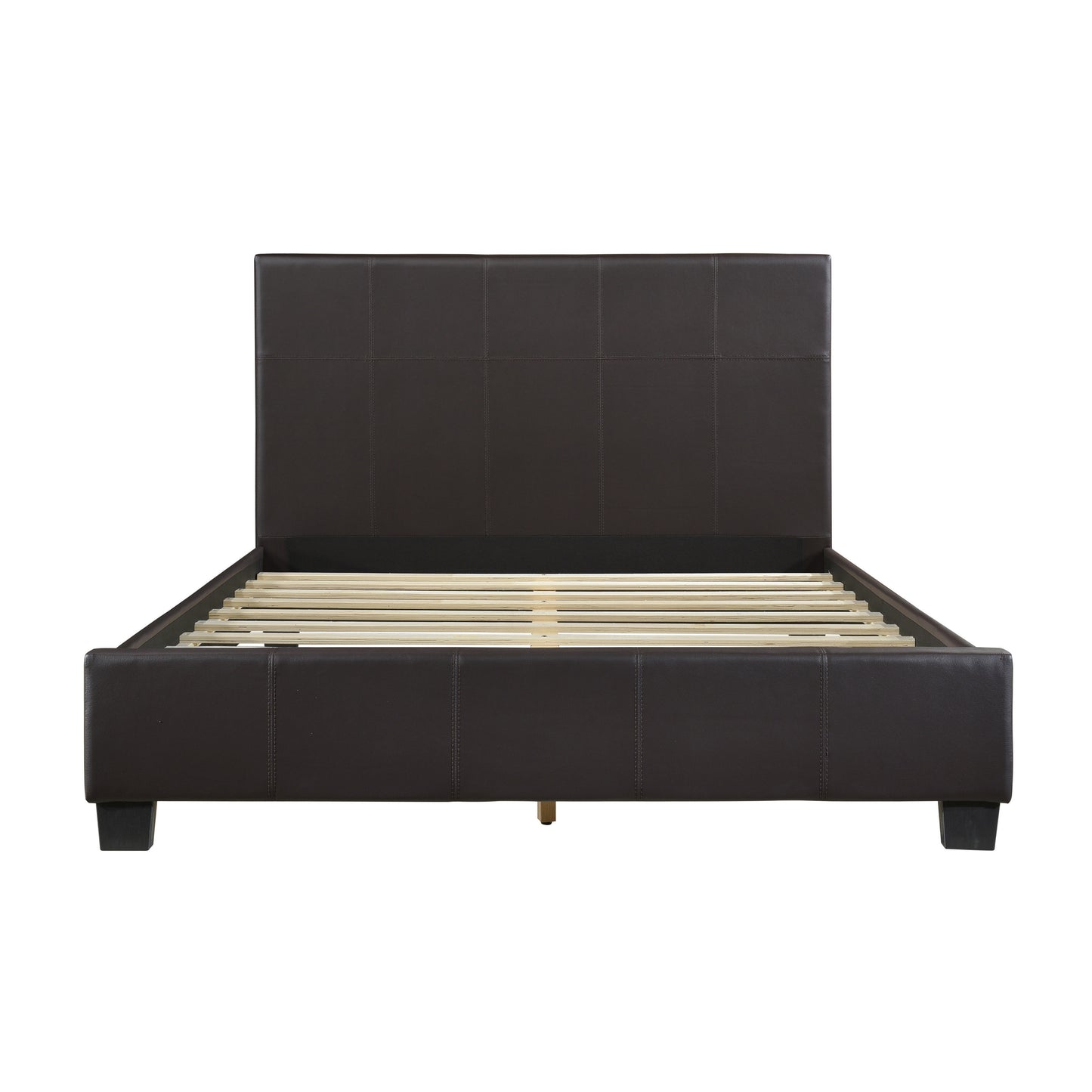 Lorenzi Queen Platform Bed DARK BROWN VINYL