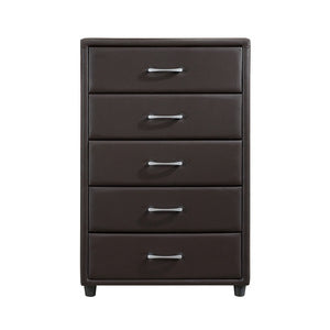 Lorenzi 5 Drawer Chest DARK BROWN VINYL