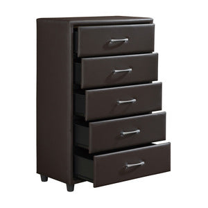 Lorenzi 5 Drawer Chest DARK BROWN VINYL