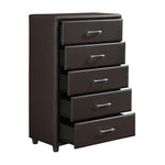 Lorenzi 5 Drawer Chest DARK BROWN VINYL