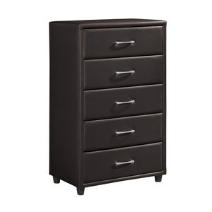 Lorenzi 5 Drawer Chest DARK BROWN VINYL