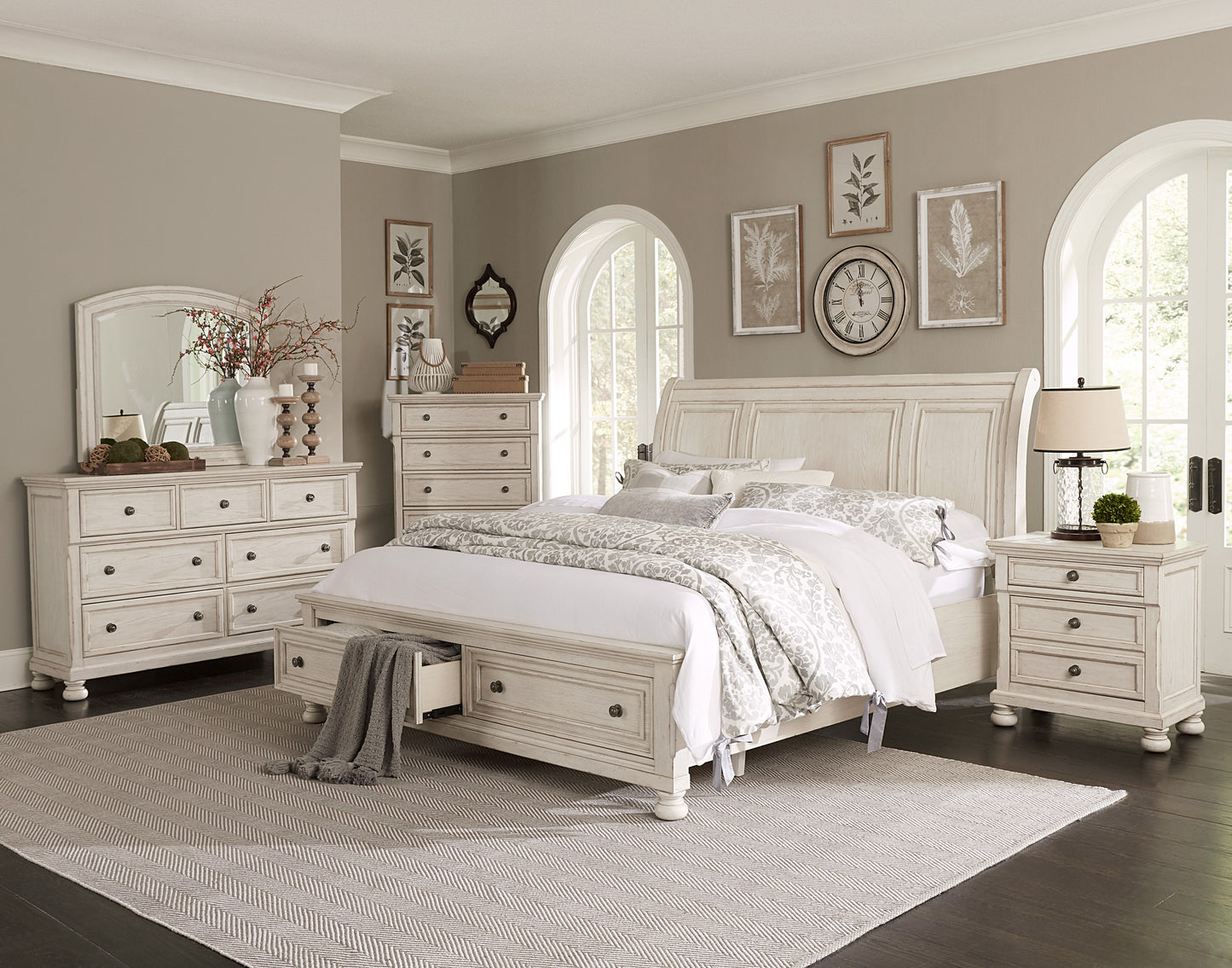 Bethel 5 Drawer Chest WIRE BRUSHED WHITE