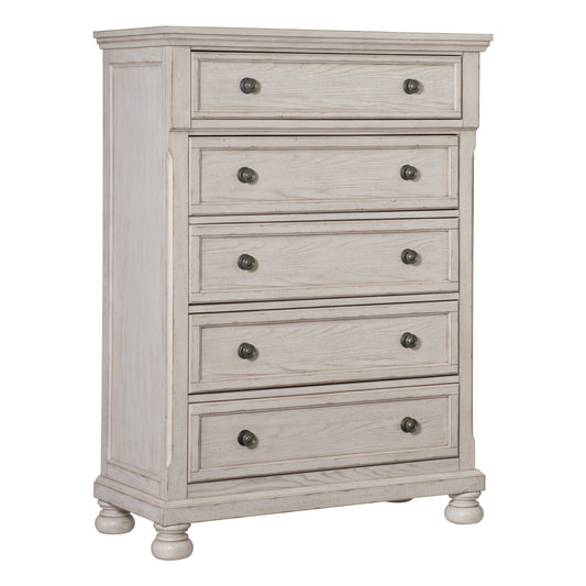 Bethel 5 Drawer Chest WIRE BRUSHED WHITE