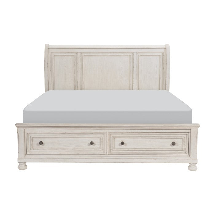 Cumberland Queen Storage Platform Bed WIRE BRUSHED WHITE