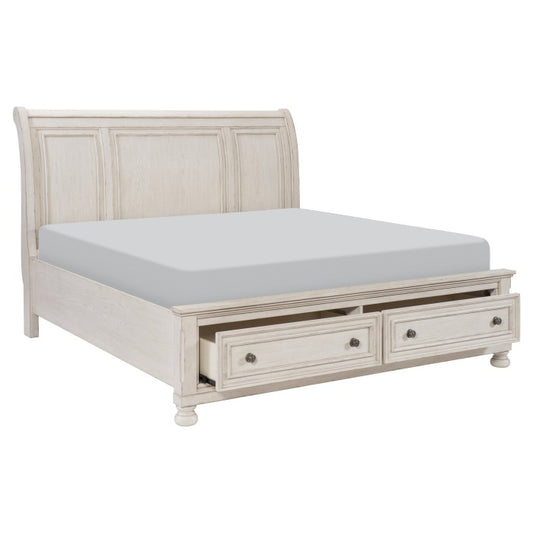 Cumberland Queen Storage Platform Bed WIRE BRUSHED WHITE