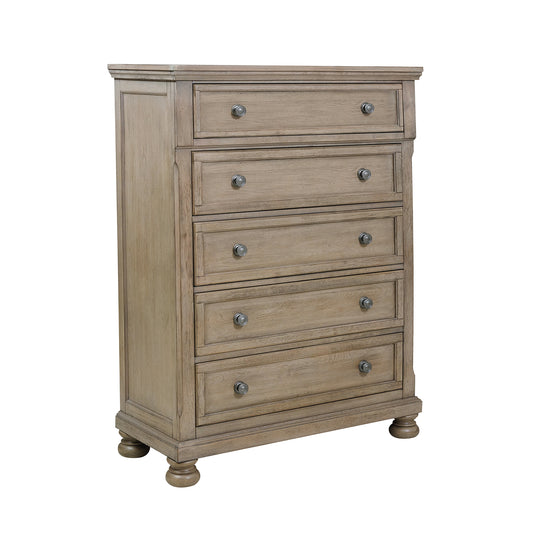 Bethel 5 Drawer Chest WIRE BRUSH GREY