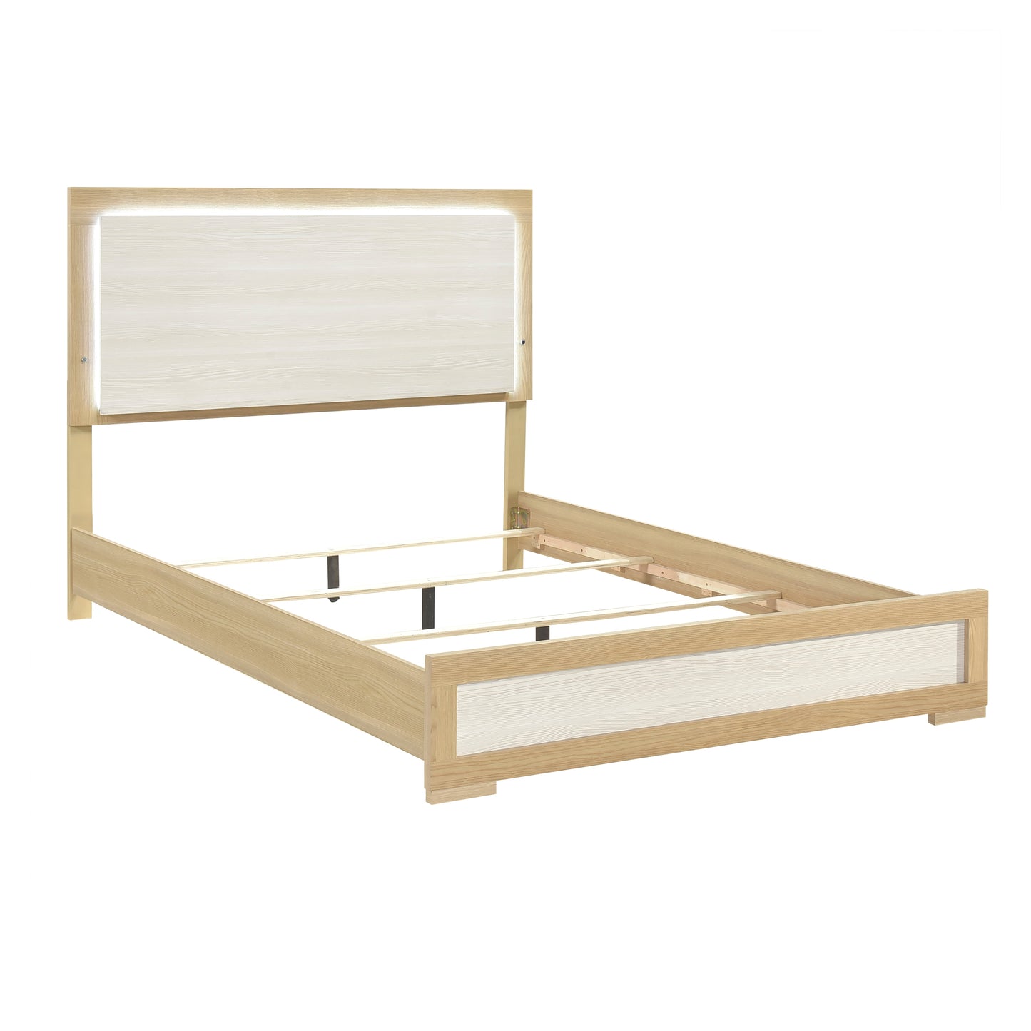 Sterling Queen Bed W/Led NATURAL/WHITE