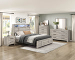 Everett Queen Bed W/LED, Bluetooth Speaker, Usb Charge GREY