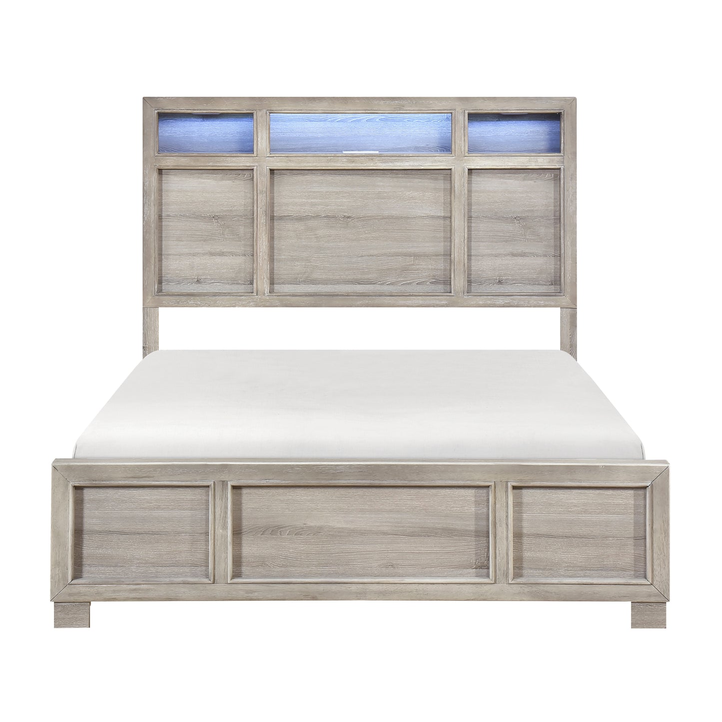 Everett Queen Bed W/LED, Bluetooth Speaker, Usb Charge GREY