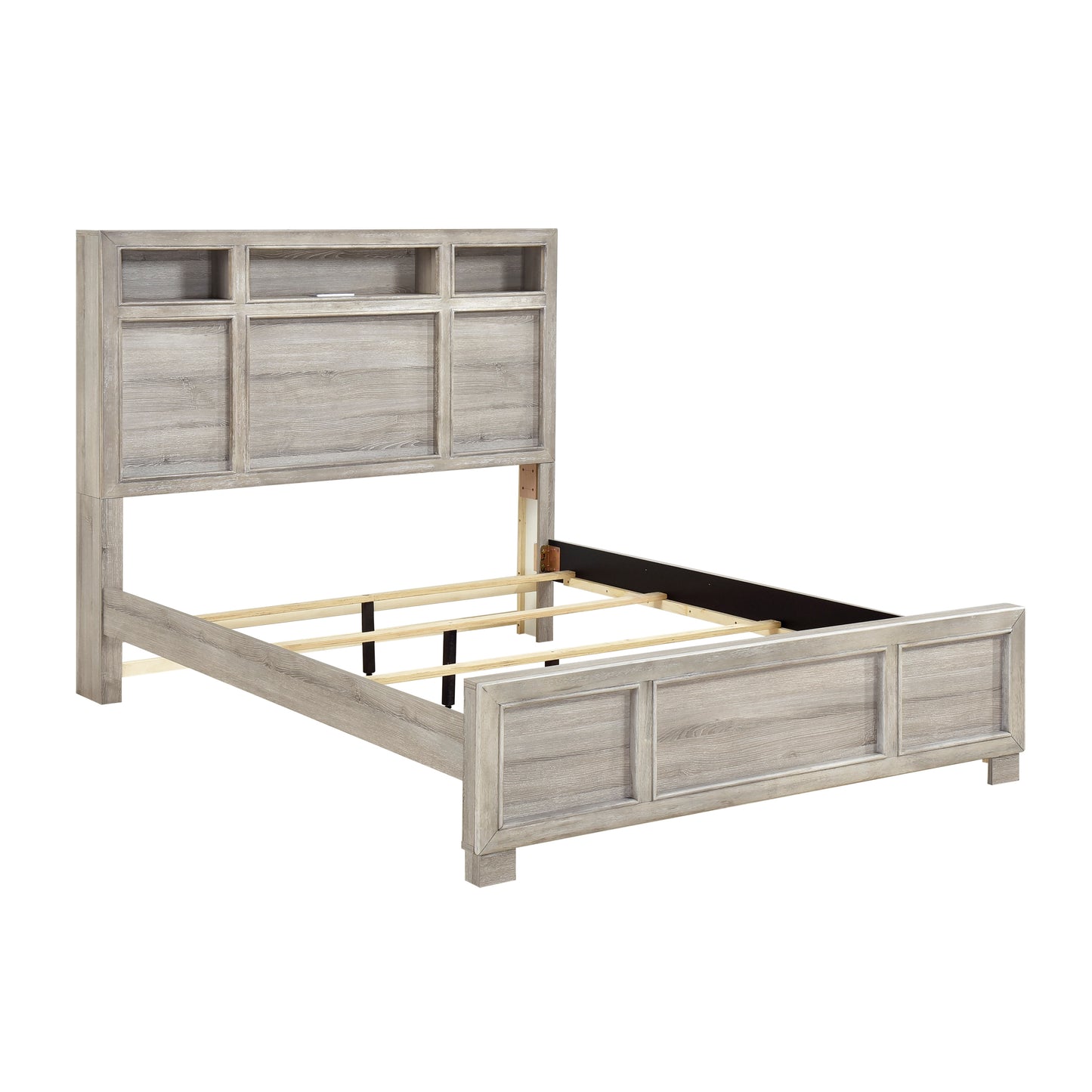 Everett Queen Bed W/LED, Bluetooth Speaker, Usb Charge GREY