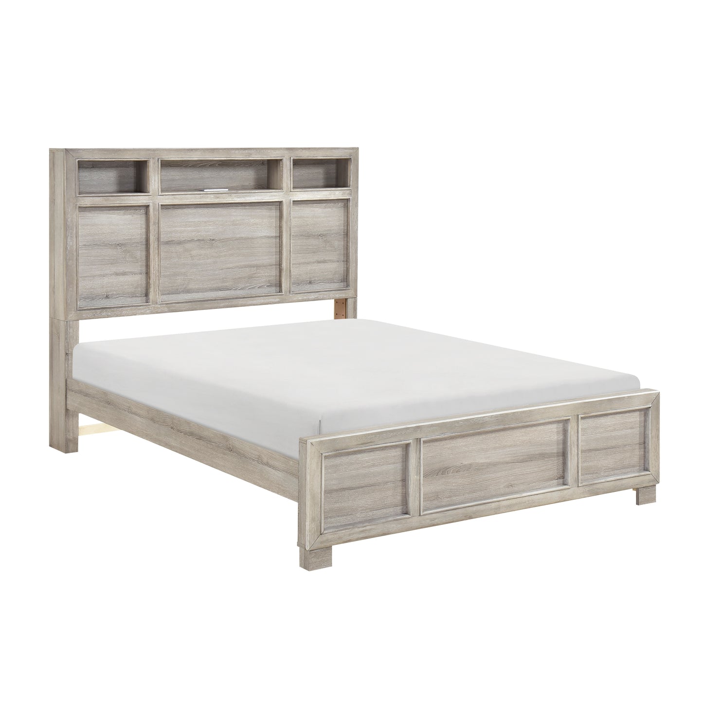 Everett Queen Bed W/LED, Bluetooth Speaker, Usb Charge GREY